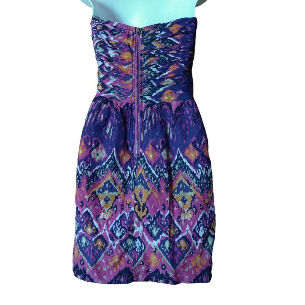 Charlie Jade Strapless Purple Multi-Color Mini Dress Size XS Party Vacation - Picture 5 of 5